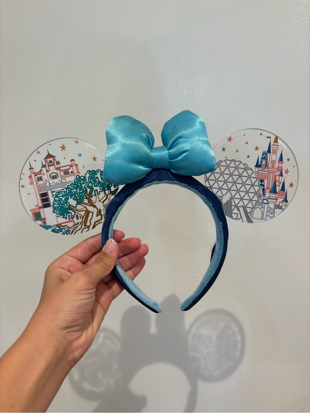 Disney Light Blue Satin Bow and Park Ears Headband